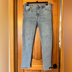 Universal Standard Seine High Rise Skinny Jeans Distressed Light Blue